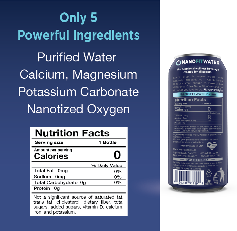 Nano Fit Water can nutrition facts and ingredients