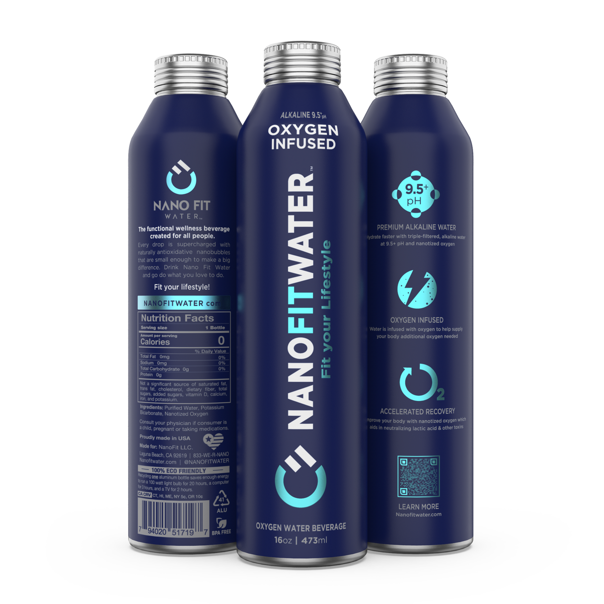 Nano Fit Water Bottles | Dual Oxygen Alkaline Water 9.5+ pH