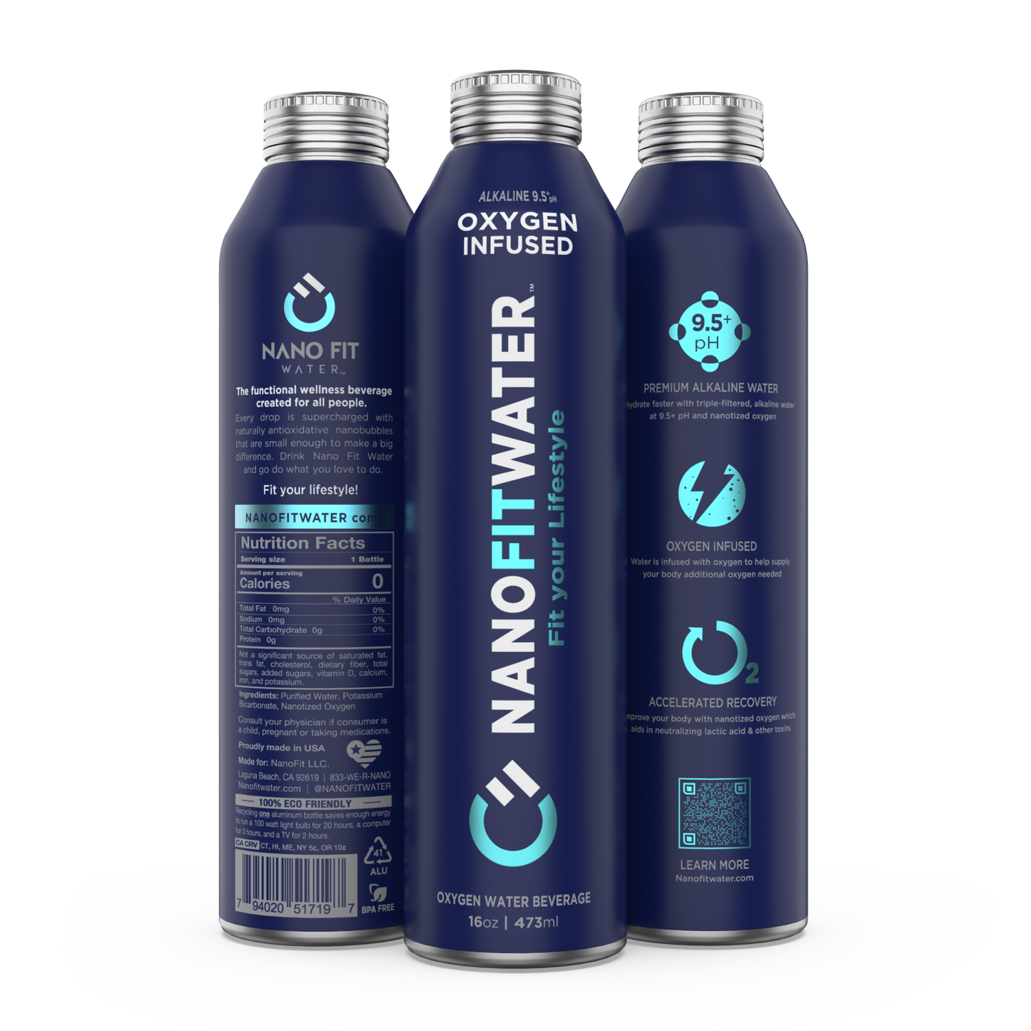 Nano Fit Water Bottles | Dual Oxygen Alkaline Water 9.5+ pH